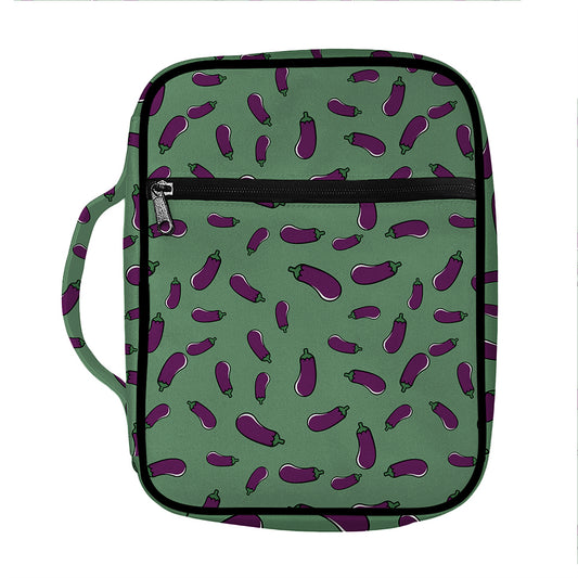 Little Purple Eggplant Pattern Print Front Pocket Bible Bag
