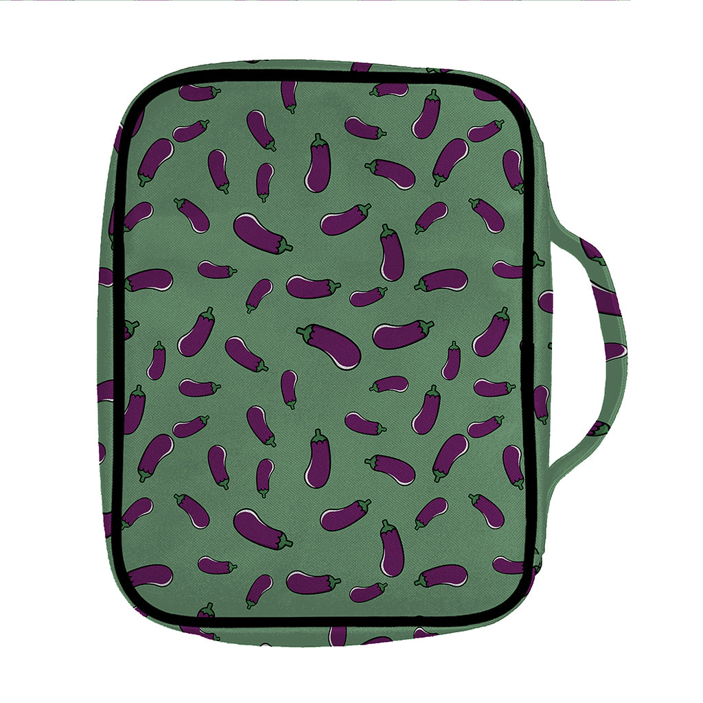 Little Purple Eggplant Pattern Print Front Pocket Bible Bag