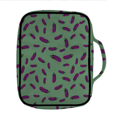 Little Purple Eggplant Pattern Print Front Pocket Bible Bag