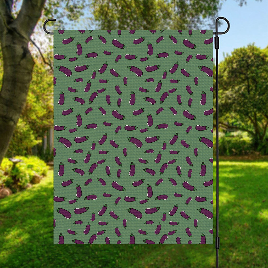 Little Purple Eggplant Pattern Print Garden Flag