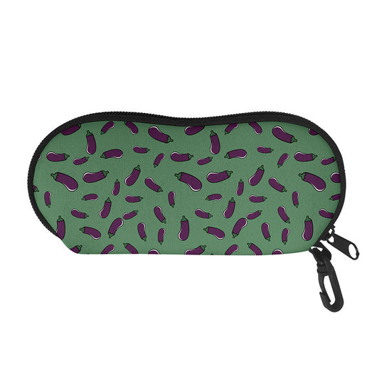 Little Purple Eggplant Pattern Print Glasses Case