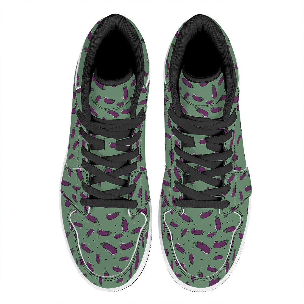 Little Purple Eggplant Pattern Print High Top Leather Sneakers