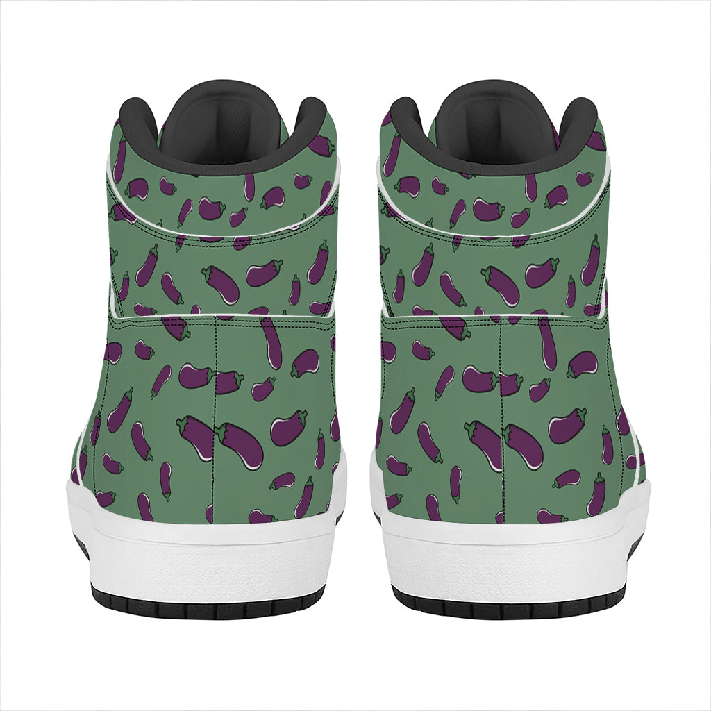Little Purple Eggplant Pattern Print High Top Leather Sneakers