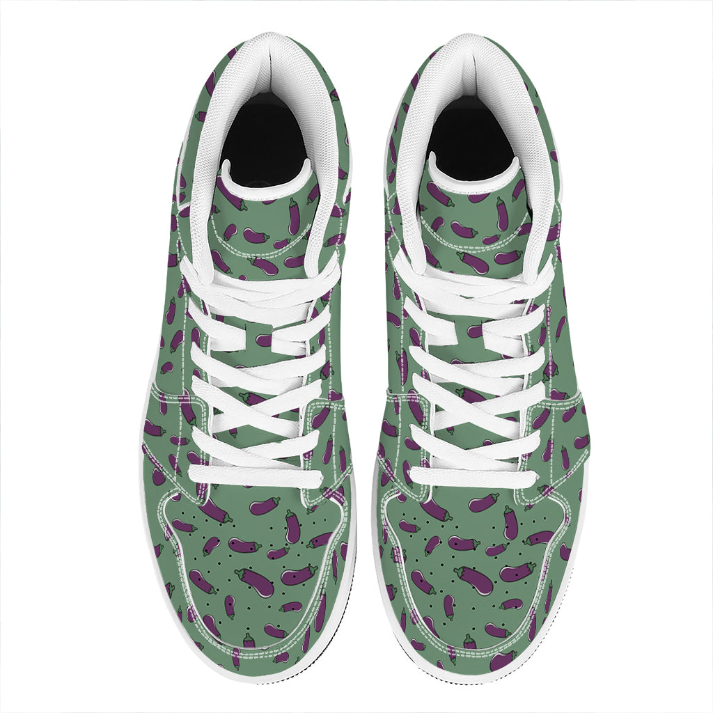 Little Purple Eggplant Pattern Print High Top Leather Sneakers