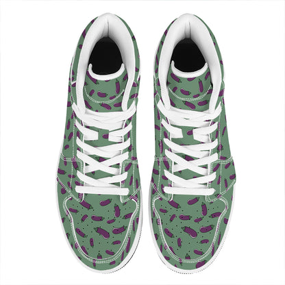 Little Purple Eggplant Pattern Print High Top Leather Sneakers