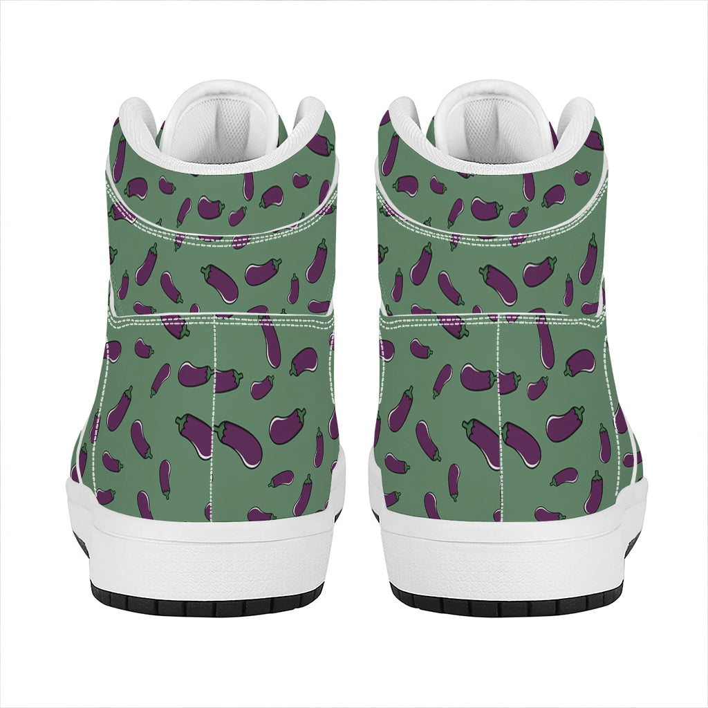 Little Purple Eggplant Pattern Print High Top Leather Sneakers