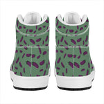 Little Purple Eggplant Pattern Print High Top Leather Sneakers