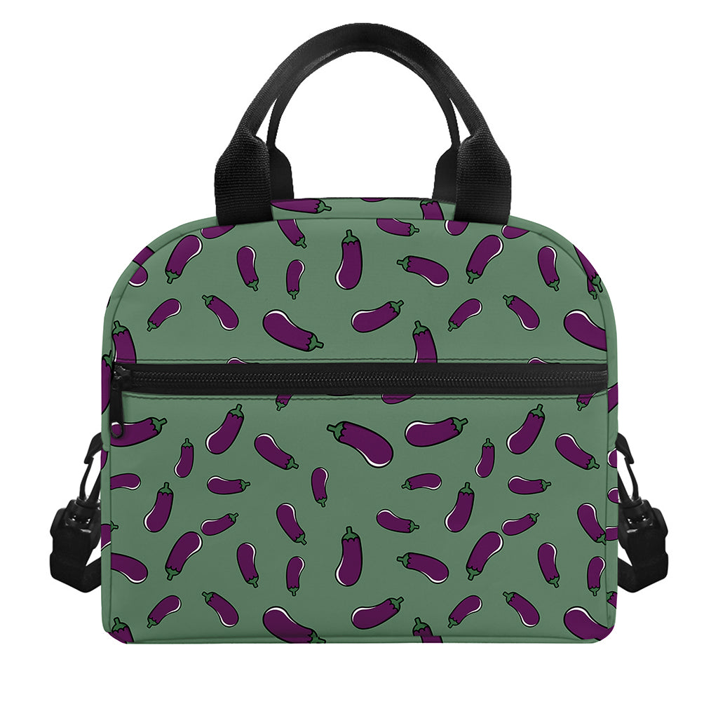 Little Purple Eggplant Pattern Print Insulated Lunch Bag