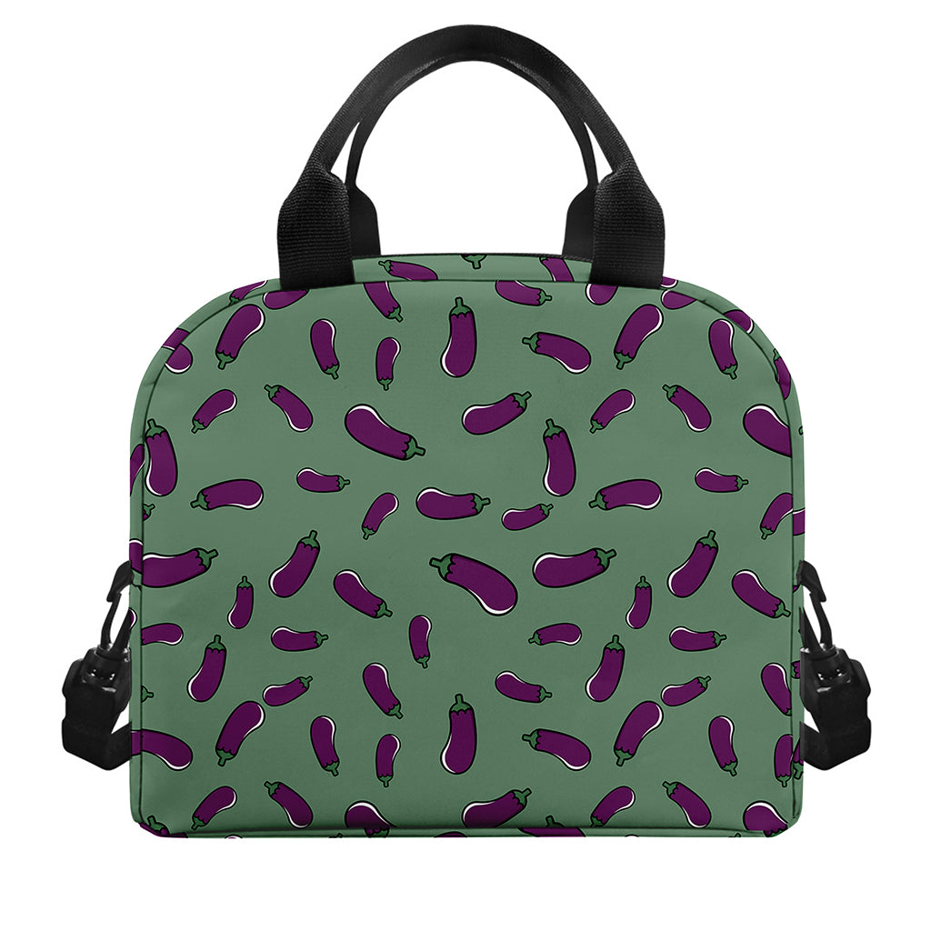 Little Purple Eggplant Pattern Print Insulated Lunch Bag
