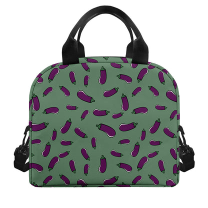 Little Purple Eggplant Pattern Print Insulated Lunch Bag