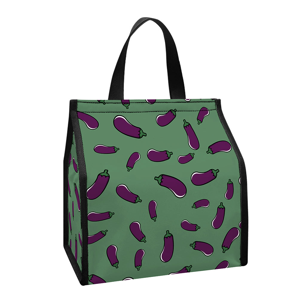 Little Purple Eggplant Pattern Print Insulated Lunch Tote