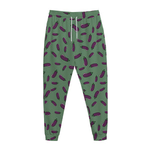 Little Purple Eggplant Pattern Print Jogger Pants