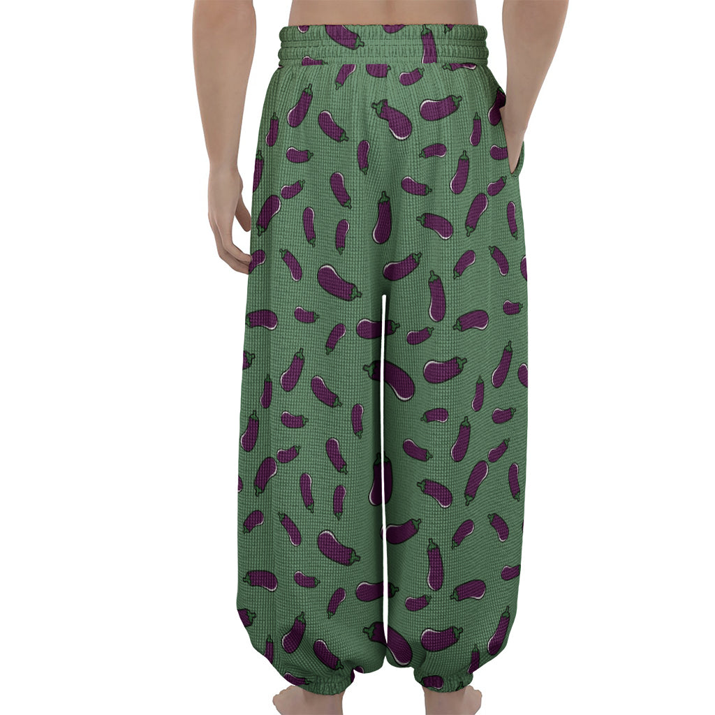 Little Purple Eggplant Pattern Print Lantern Pants