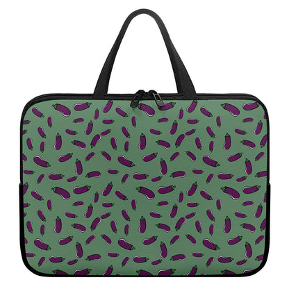 Little Purple Eggplant Pattern Print Laptop Sleeve With Handle