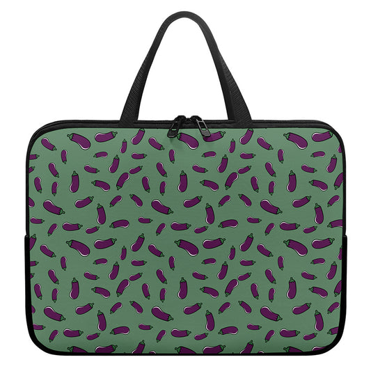 Little Purple Eggplant Pattern Print Laptop Sleeve With Handle