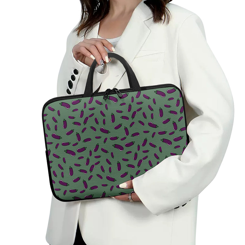 Little Purple Eggplant Pattern Print Laptop Sleeve With Handle