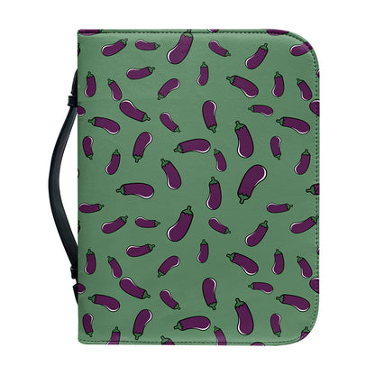 Little Purple Eggplant Pattern Print Leather Bible Cover