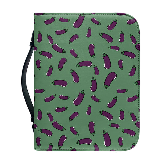 Little Purple Eggplant Pattern Print Leather Bible Cover