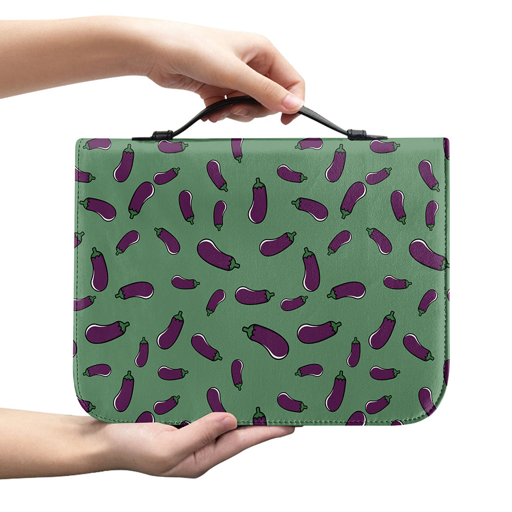 Little Purple Eggplant Pattern Print Leather Bible Cover