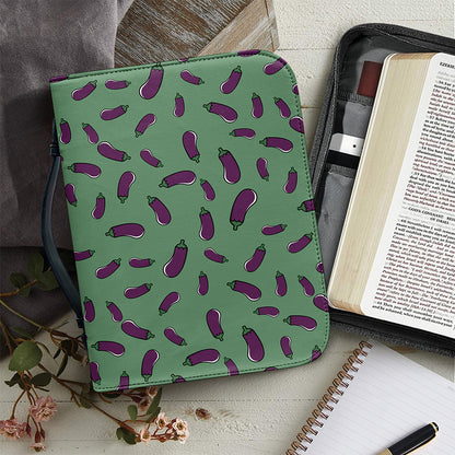 Little Purple Eggplant Pattern Print Leather Bible Cover