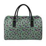 Little Purple Eggplant Pattern Print Leather Duffle Bag