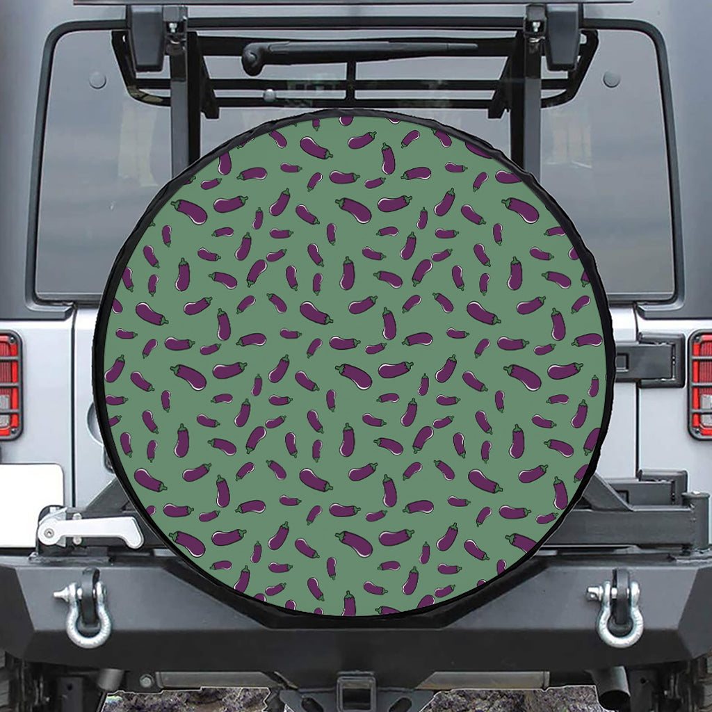 Little Purple Eggplant Pattern Print Leather Spare Tire Cover