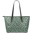 Little Purple Eggplant Pattern Print Leather Tote Bag With Zipper