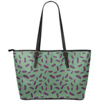 Little Purple Eggplant Pattern Print Leather Tote Bag