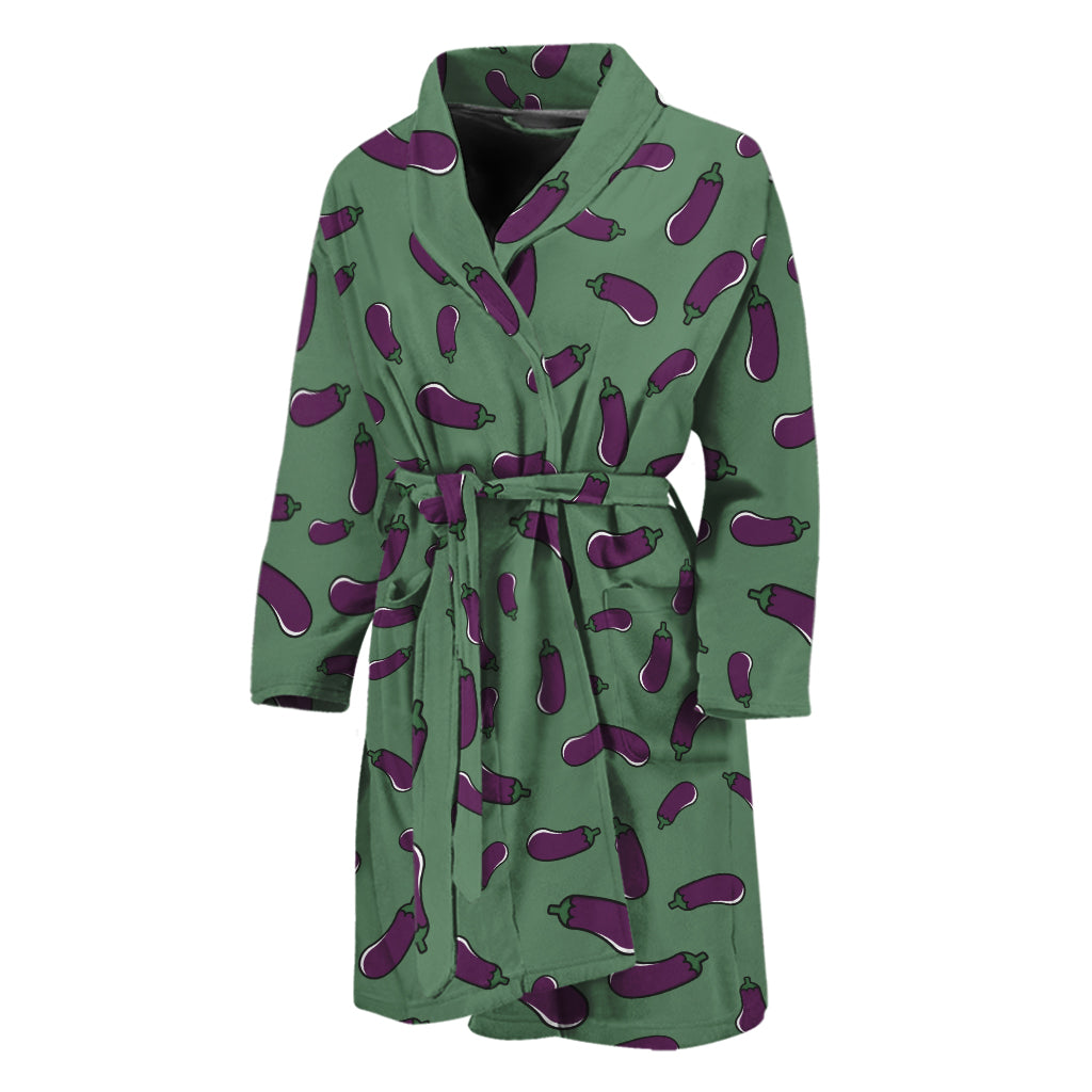Little Purple Eggplant Pattern Print Men's Bathrobe