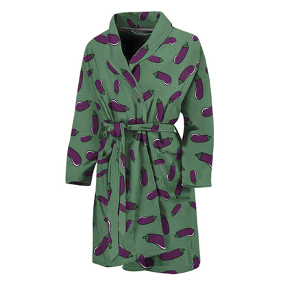 Little Purple Eggplant Pattern Print Men's Bathrobe