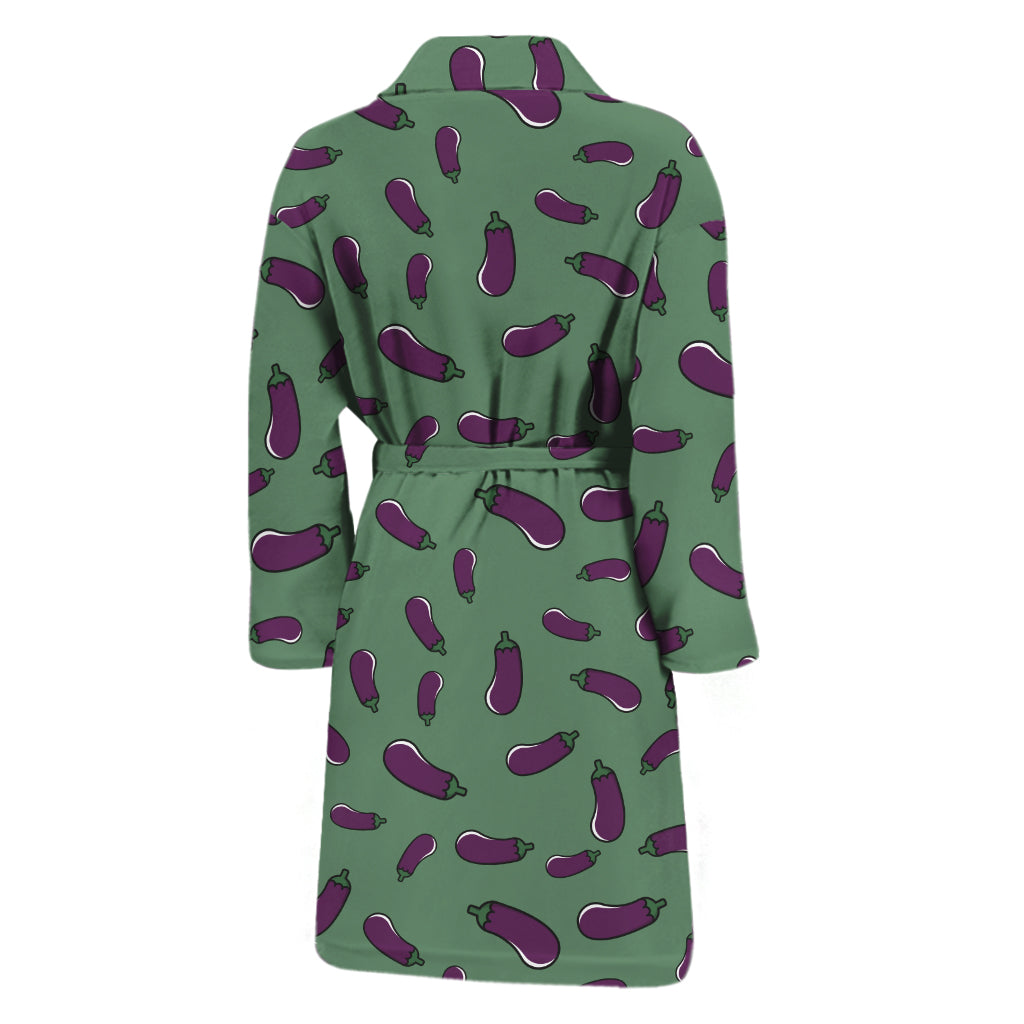 Little Purple Eggplant Pattern Print Men's Bathrobe
