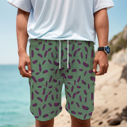 Little Purple Eggplant Pattern Print Men's Cargo Shorts