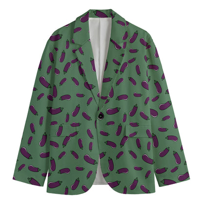 Little Purple Eggplant Pattern Print Men's Cotton Blazer
