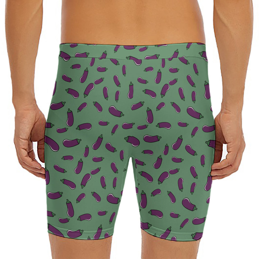 Little Purple Eggplant Pattern Print Men's Long Boxer Briefs