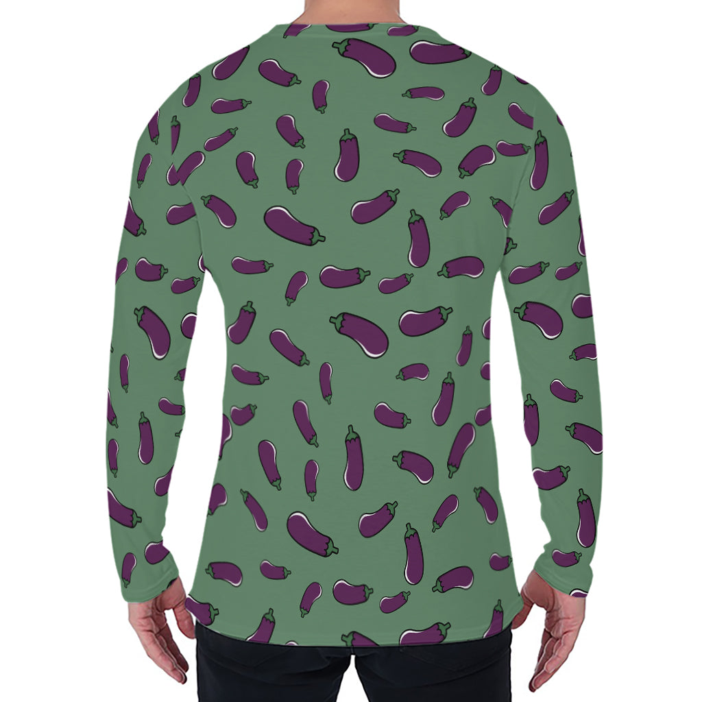 Little Purple Eggplant Pattern Print Men's Long Sleeve T-Shirt