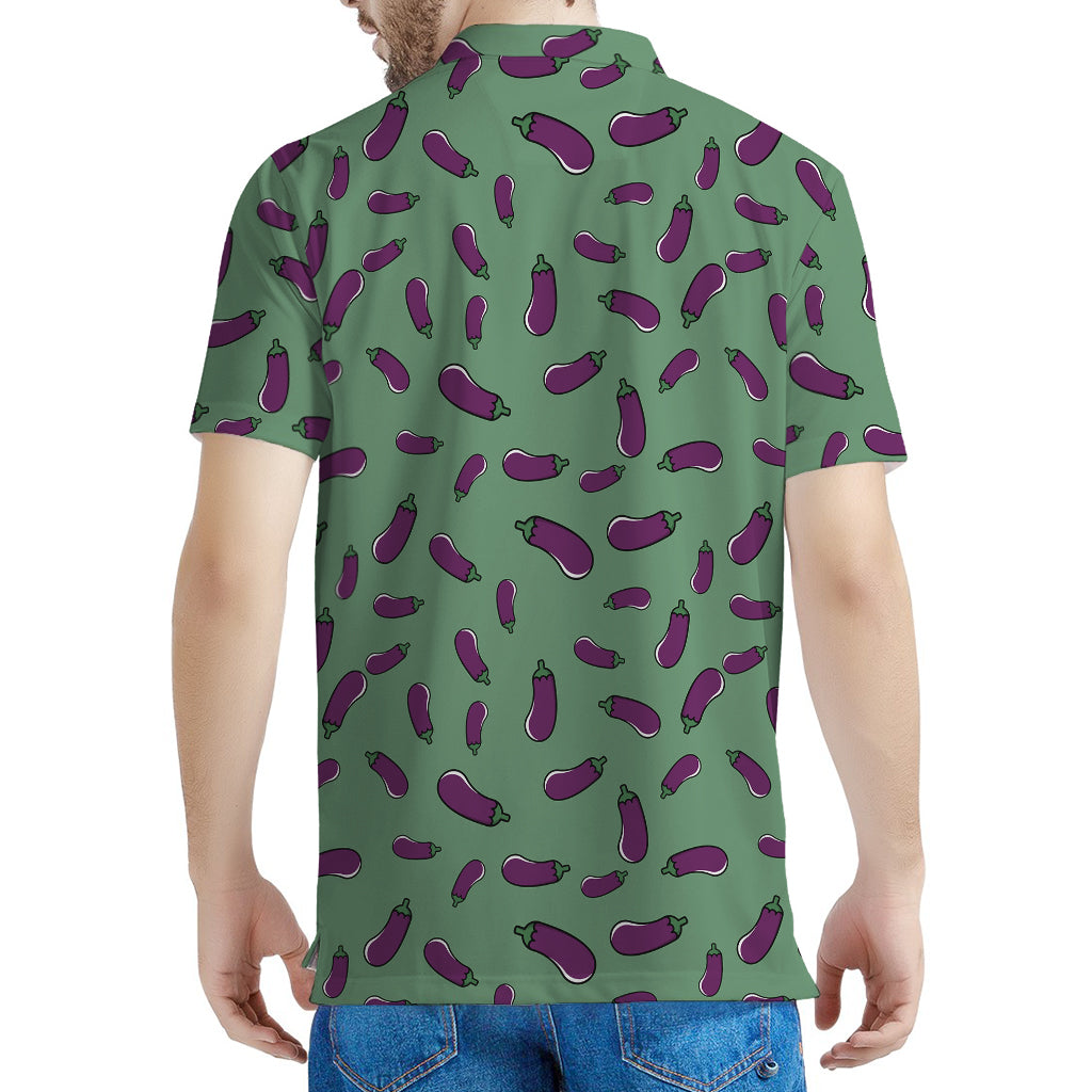 Little Purple Eggplant Pattern Print Men's Polo Shirt
