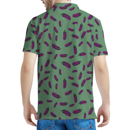 Little Purple Eggplant Pattern Print Men's Polo Shirt