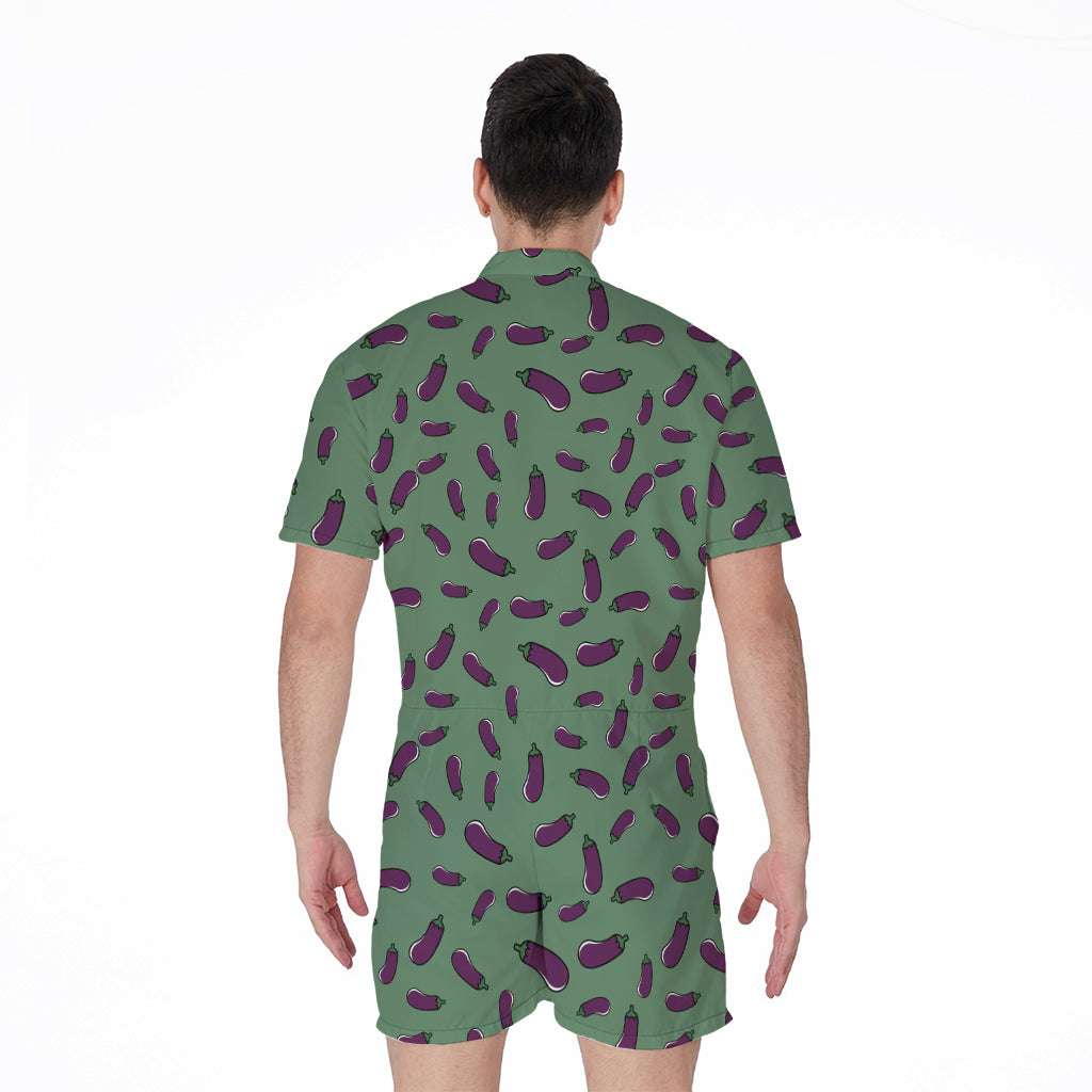 Little Purple Eggplant Pattern Print Men's Rompers