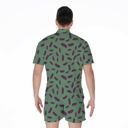 Little Purple Eggplant Pattern Print Men's Rompers
