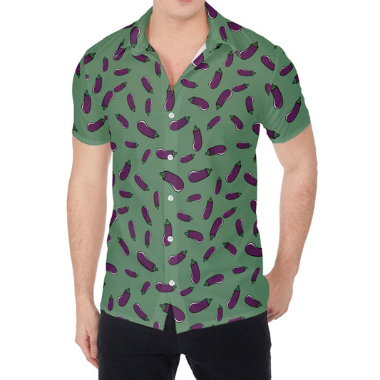 Little Purple Eggplant Pattern Print Men's Shirt