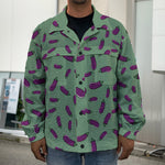 Little Purple Eggplant Pattern Print Men's Shirt Jacket