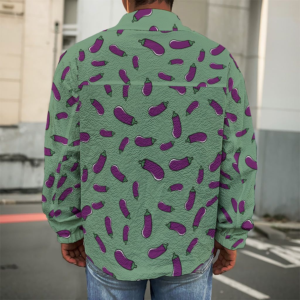 Little Purple Eggplant Pattern Print Men's Shirt Jacket