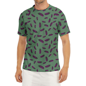 Little Purple Eggplant Pattern Print Men's Short Sleeve Rash Guard