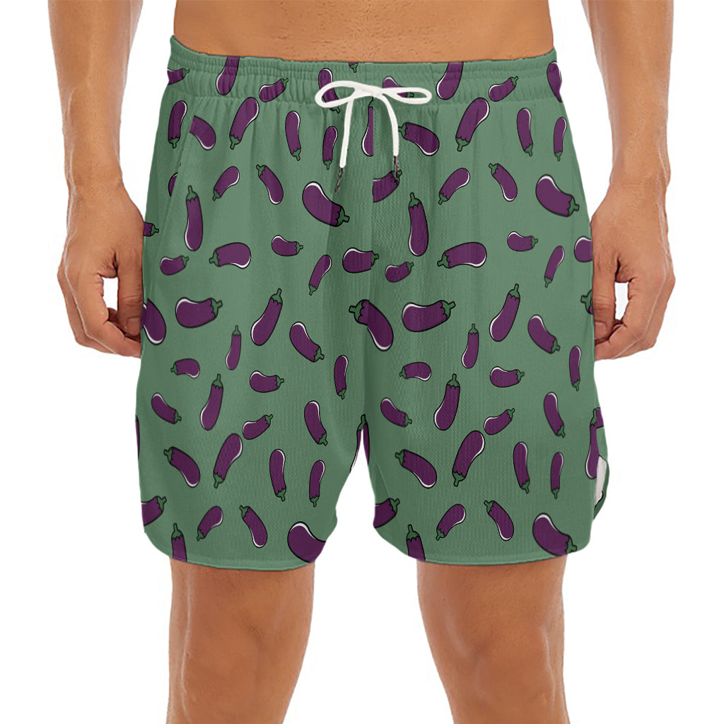 Little Purple Eggplant Pattern Print Men's Split Running Shorts