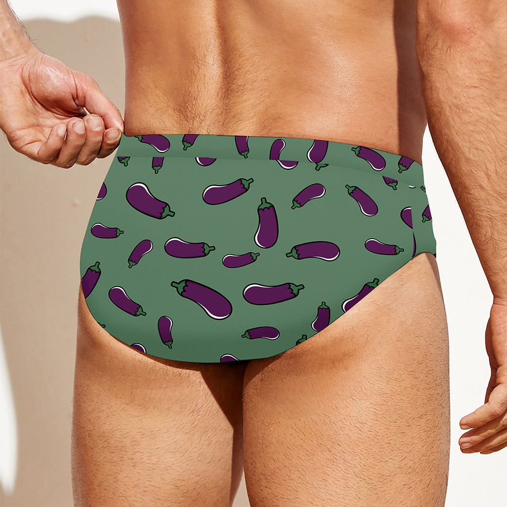 Little Purple Eggplant Pattern Print Men's Swim Briefs