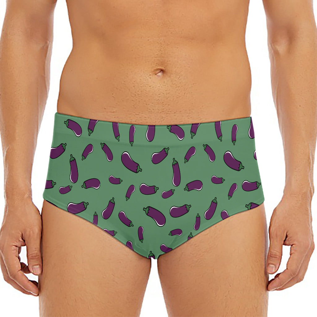 Little Purple Eggplant Pattern Print Men's Triangle Swim Briefs