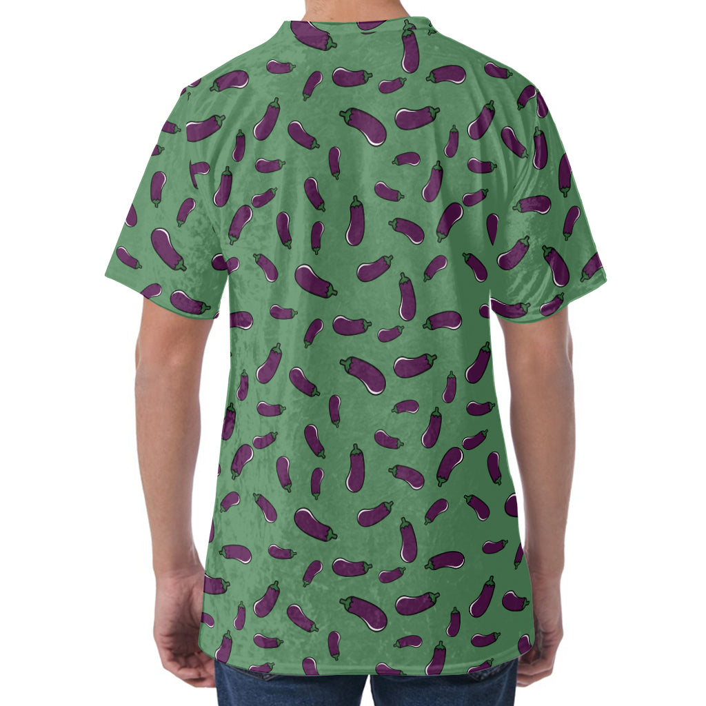 Little Purple Eggplant Pattern Print Men's Velvet T-Shirt