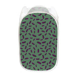 Little Purple Eggplant Pattern Print Mesh Laundry Hamper