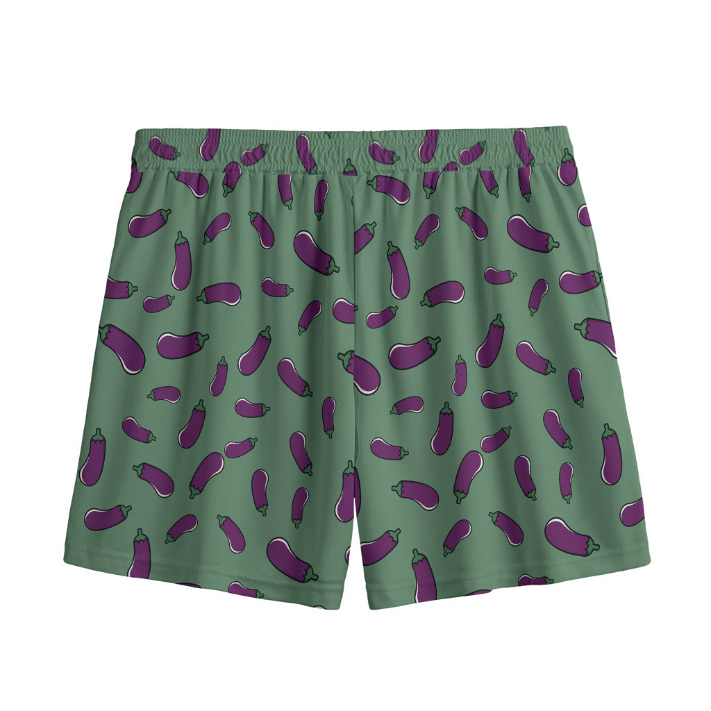 Little Purple Eggplant Pattern Print Mesh Shorts