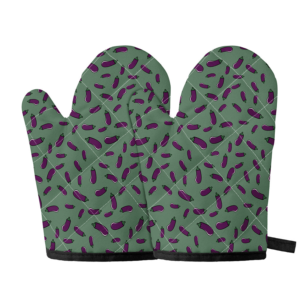 Little Purple Eggplant Pattern Print Oven Mitts